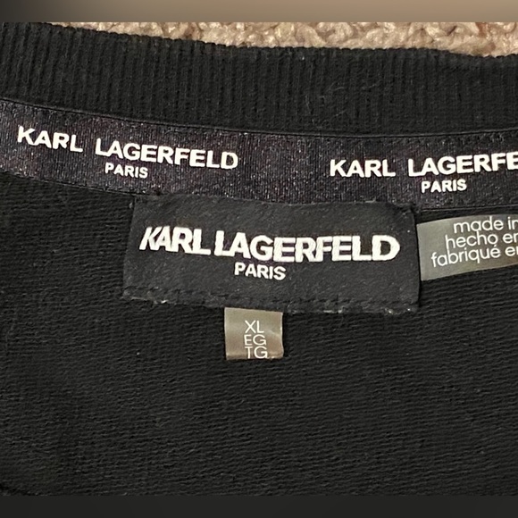 Karl Lagerfeld Paris Pullover Sweater Size XL Cat with Gold Glasses-Cotton Logo - Picture 5 of 5